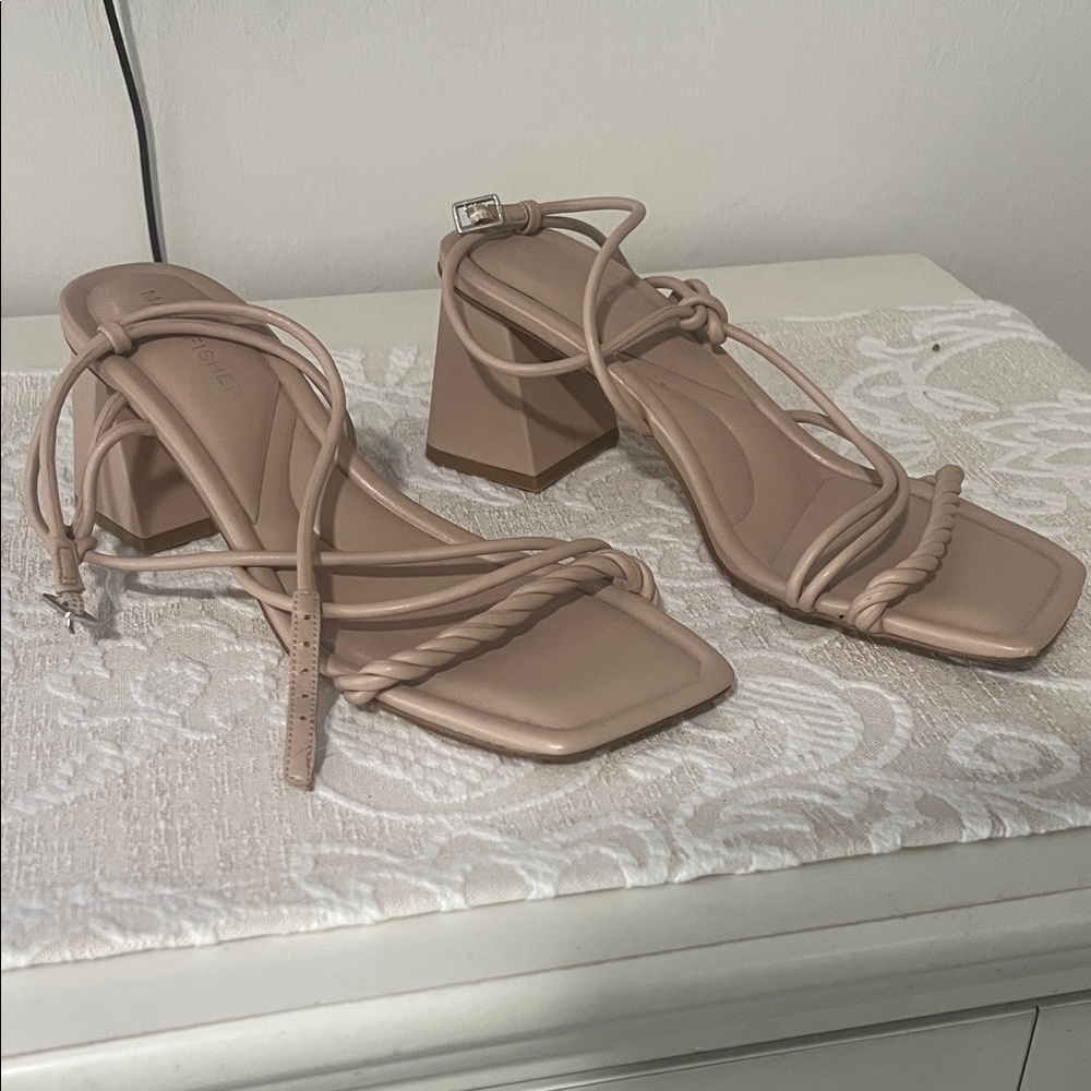 Marc Fisher Blush Strappy Block Heel Sandals